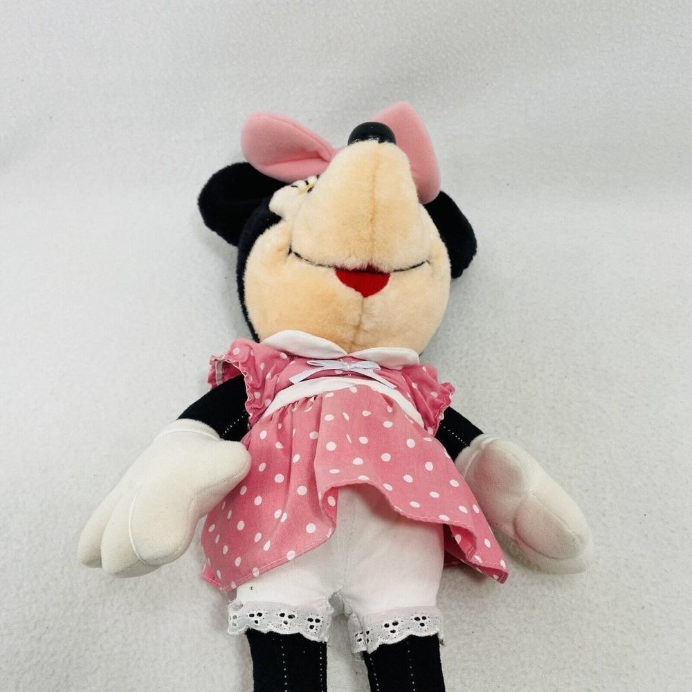 Playskool Disney Minnie Plush Doll 18” Pink Polka Dot Dress Clothes Bow Vintage - Picture 5 of 10